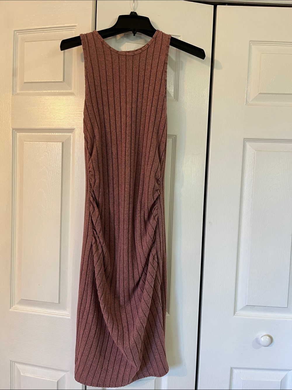 SHEIN Sleeveless Ribbed Midi Dress in Dusty Rose
